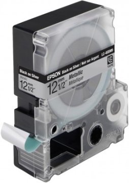 Epson Nastro fondo Argento per testo Nero 12/9