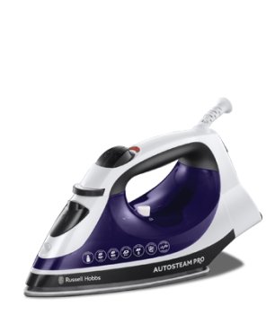 Russell Hobbs Auto Steam Pro Ferro da stiro a secco e a vapore Piastra in Ceramica 2400 W Viola, Bianco
