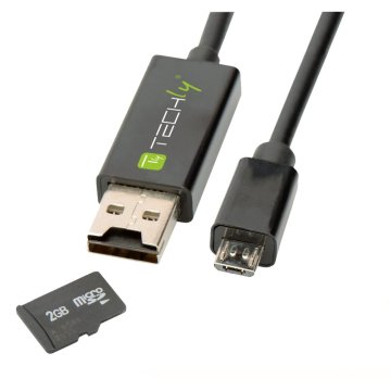 Techly Cavo USB OTG Micro B / A con Lettore Micro SD/SDHC 26cm Nero (ICOC U2OTG-SD)