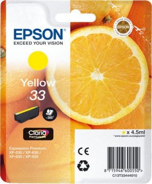 Epson Oranges 33 Y cartuccia d'inchiostro 1 pz Originale Resa standard Giallo