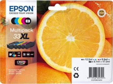 Epson Oranges 33XL CMYK/PHBK 5-pack cartuccia d'inchiostro 1 pz Originale Resa elevata (XL) Nero, Ciano, Magenta, Nero per foto, Giallo