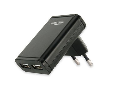 Ansmann Dual USB Charger Slim Lettore e-book, Telefono cellulare, MP3, PDA Nero Interno