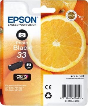 Epson Oranges 33 PHBK cartuccia d'inchiostro 1 pz Originale Resa standard Nero per foto