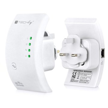 Techly Ripetitore Wireless 300N (Range Extender) con WPS, spina UK (I-WL-REPEATER/UK)