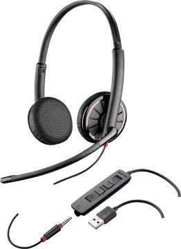 POLY C325 Auricolare Cablato A Padiglione Musica e Chiamate Nero