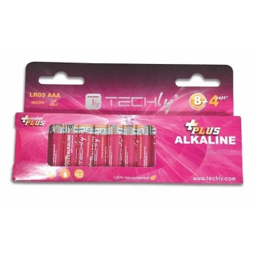 Techly Blister 12 Batterie Power Plus Mini Stilo AAA Alcaline LR03 1,5V (IBT-KAP-LR03-B12T)