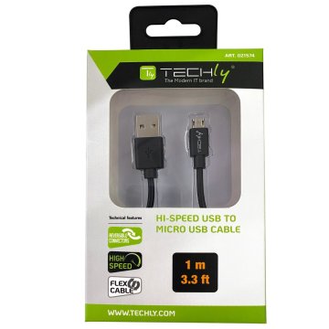 Techly Cavo High Speed USB a MicroUSB Reversibile 1m Nero (ICOC MUSB-A-010S)