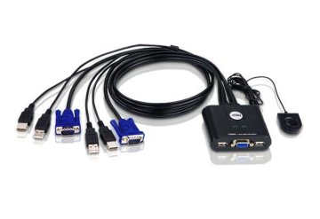 ATEN Switch KVM USB VGA cablato 2-porte con selettore porta remota