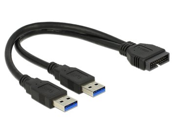 DeLOCK 0.25m USB3.0/2xUSB3.0 cavo USB USB 3.2 Gen 1 (3.1 Gen 1) 0,25 m 2 x USB A Nero