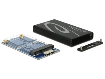 DeLOCK 42569 contenitore di unità di archiviazione Box esterno SSD Nero, Grigio