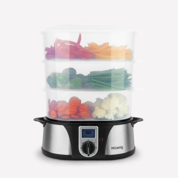 H.Koenig VAP12 pentola a vapore 3 cestello/i Superficie piana 1000 W Nero, Acciaio inox