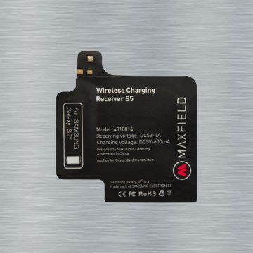 Maxfield Wireless Charging Receiver S5 Smartphone Nero dC Interno, Esterno