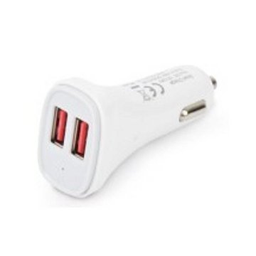 Techly Caricatore da Auto 2 USB 5V 2.4A & 2.4A Bianco (IUSB2-CAR2-4A2P)