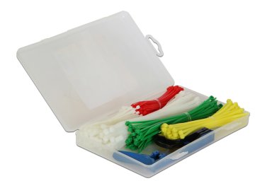 DeLOCK Cable ties box 350 pieces coloured with installation tool fascetta Fascetta con inserimento in parallelo Nylon Verde, Rosso, Bianco, Giallo 350 pz