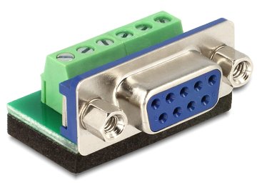 DeLOCK 65498 adattatore per inversione del genere dei cavi Sub-D 9p 6p Nero, Blu, Verde, Argento