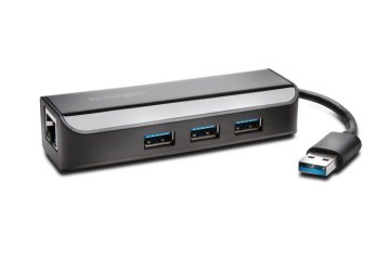 Kensington UA3000E Adattatore Ethernet e hub a 3 porte USB 3.0 - Nero