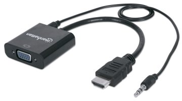 Manhattan 151450 cavo e adattatore video 0,3 m HDMI + 3.5mm VGA (D-Sub) Nero