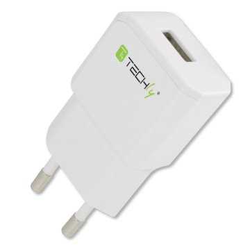 Techly Alimentatore da Rete Italiana 1 porta USB 5V/2.1A Bianco (IPW-USB-21EC)