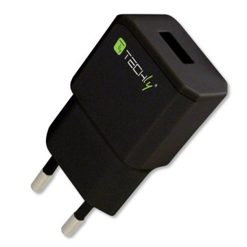 Techly Alimentatore da Rete Italiana 1 porta USB 5V/2.1A Nero (IPW-USB-21ECBK)