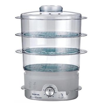Tefal VC 100630 Ultra Compact II pentola a vapore 3 cestello/i 900 W Grigio, Argento, Trasparente
