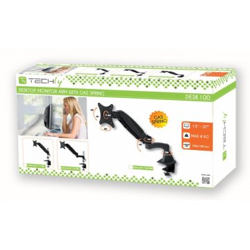 Techly Supporto Tubolare a Gas da Scrivania per Monitor 15-27" 570mm Nero (ICA-LCD 112-BK)