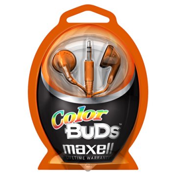 Maxell Colour Budz Headphones Orange Auricolare Cablato Blu, Viola