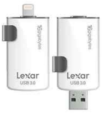 Lexar 16GB, USB 3.0/Lightning unità flash USB USB Type-A / Lightning 3.2 Gen 1 (3.1 Gen 1) Nero, Bianco