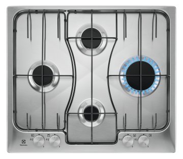 Electrolux RGG6243LOX Nero, Acciaio inox Da incasso 60 cm Gas 4 Fornello(i)