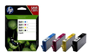 HP Confezione da 4 cartucce originali di inchiostro nero/ciano/magenta/giallo ad alta capacità 364XL
