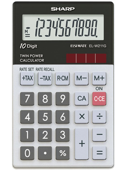 Sharp EL-W211G calcolatrice Tasca Calcolatrice di base Nero, Bianco