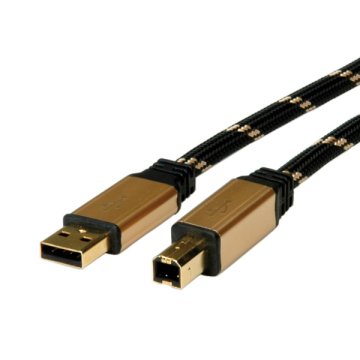 ROLINE 11.02.8802 cavo USB USB 2.0 1,8 m USB A USB B Nero, Oro