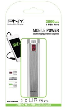 PNY PowerPack Digital 2600 Ioni di Litio 2600 mAh Alluminio