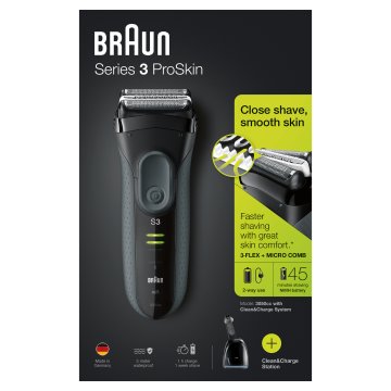 Braun Series 3 ProSkin 3050cc Rasoio Elettrico, Nero/Grigio