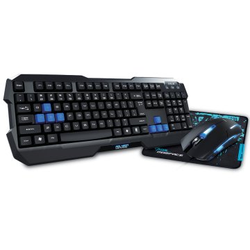 E-blue Cobra Gaming Combo Set tastiera Mouse incluso USB Nero, Blu