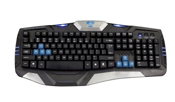 E-blue Combatant-EX tastiera USB QWERTY Nero, Blu