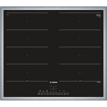 Bosch PXX645FC1E piano cottura Nero, Acciaio inox Da incasso Piano cottura a induzione 4 Fornello(i)