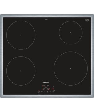 Siemens EH645BEB1E piano cottura Nero, Acciaio inox Da incasso Piano cottura a induzione 4 Fornello(i)