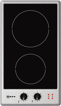 Neff Domino NK 1330 N Nero, Acciaio inox Da incasso Ceramica 2 Fornello(i)