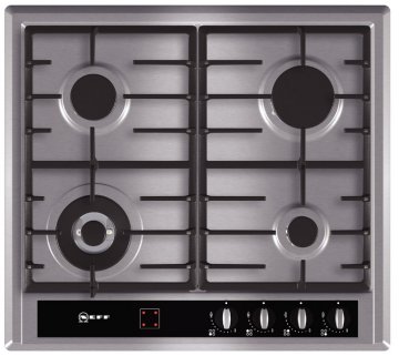 Neff T23R46N0 piano cottura Nero, Acciaio inox Da incasso Gas 4 Fornello(i)