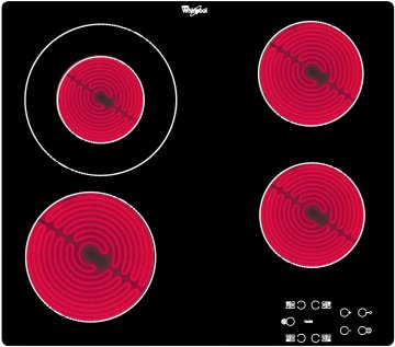 Whirlpool AKT 8130 NE piano cottura Nero, Rosso Da incasso Ceramica 4 Fornello(i)