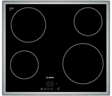 Bosch PKE645B17E piano cottura Nero, Acciaio inox Da incasso Ceramica 4 Fornello(i)