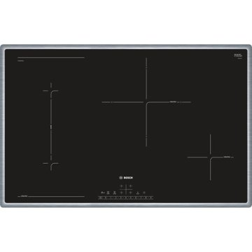 Bosch PVS845FB1E piano cottura Nero, Acciaio inox Da incasso Piano cottura a induzione 4 Fornello(i)