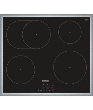 Siemens EH645BFB1 piano cottura Nero, Acciaio inox Da incasso Piano cottura a induzione 4 Fornello(i)