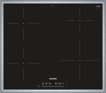 Siemens iQ100 EH640FEB1E piano cottura Nero, Acciaio inox Da incasso Piano cottura a induzione 4 Fornello(i)