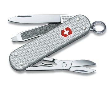 Victorinox Taschenmesser Classic Alox, Nagelfeile, Schraubendreher, Ring, Klinge, Schere, Coltello multiuso