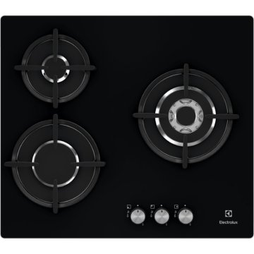 Electrolux EGT6633NOK piano cottura Nero Da incasso Gas 3 Fornello(i)
