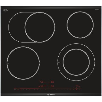 Bosch Serie 8 PKN675DP1D piano cottura Nero, Acciaio inox Da incasso Ceramica 4 Fornello(i)