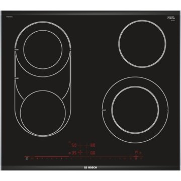 Bosch Serie 8 PKM675DP1D piano cottura Nero, Acciaio inox Da incasso Ceramica 4 Fornello(i)