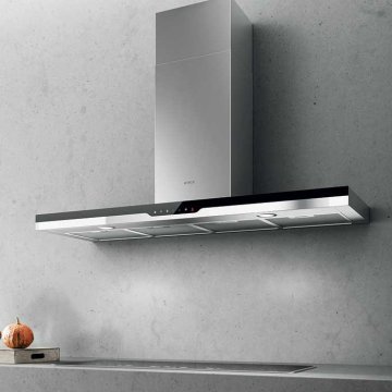Elica Top Sense IXBL/F/90 Cappa aspirante a parete Nero, Acciaio inox