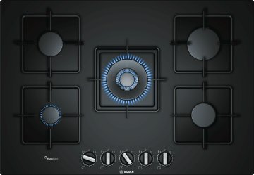 Bosch Serie 6 PPQ7A6B10 Piano cottura a gas 75 cm Vetro temperato, Nero